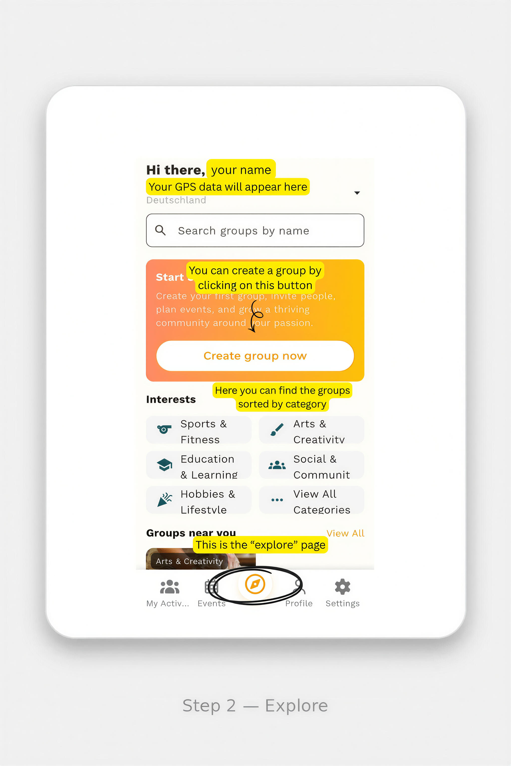 Hobby and interests groups logo for Interesso - unity, happiness and collaboration